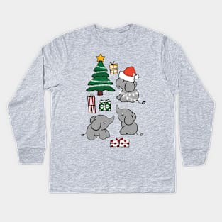 Cute Elephant Christmas Kids Long Sleeve T-Shirt